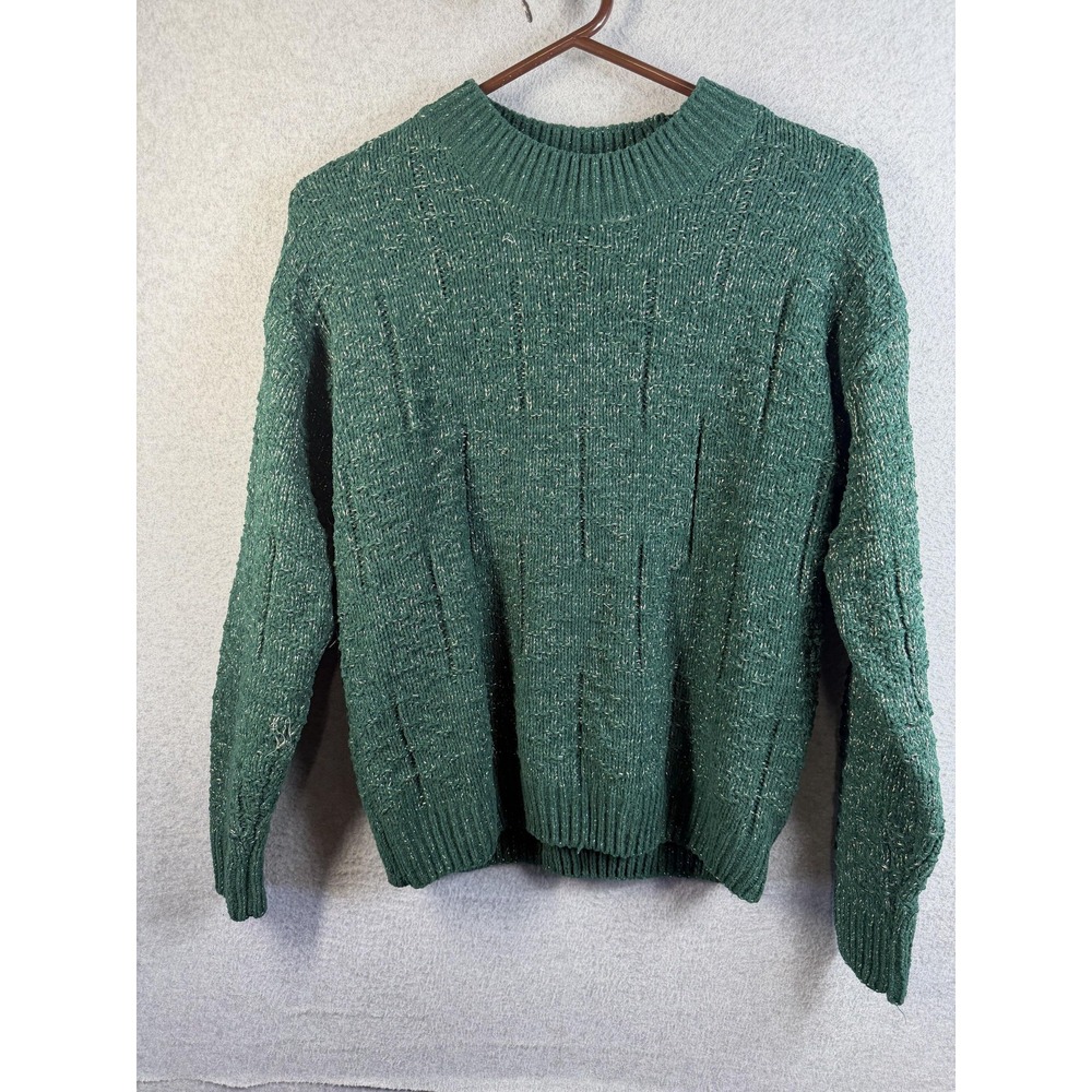 Weatherproof Vintage Sweater Mens Small Green Chunky Knit Textured Crewneck